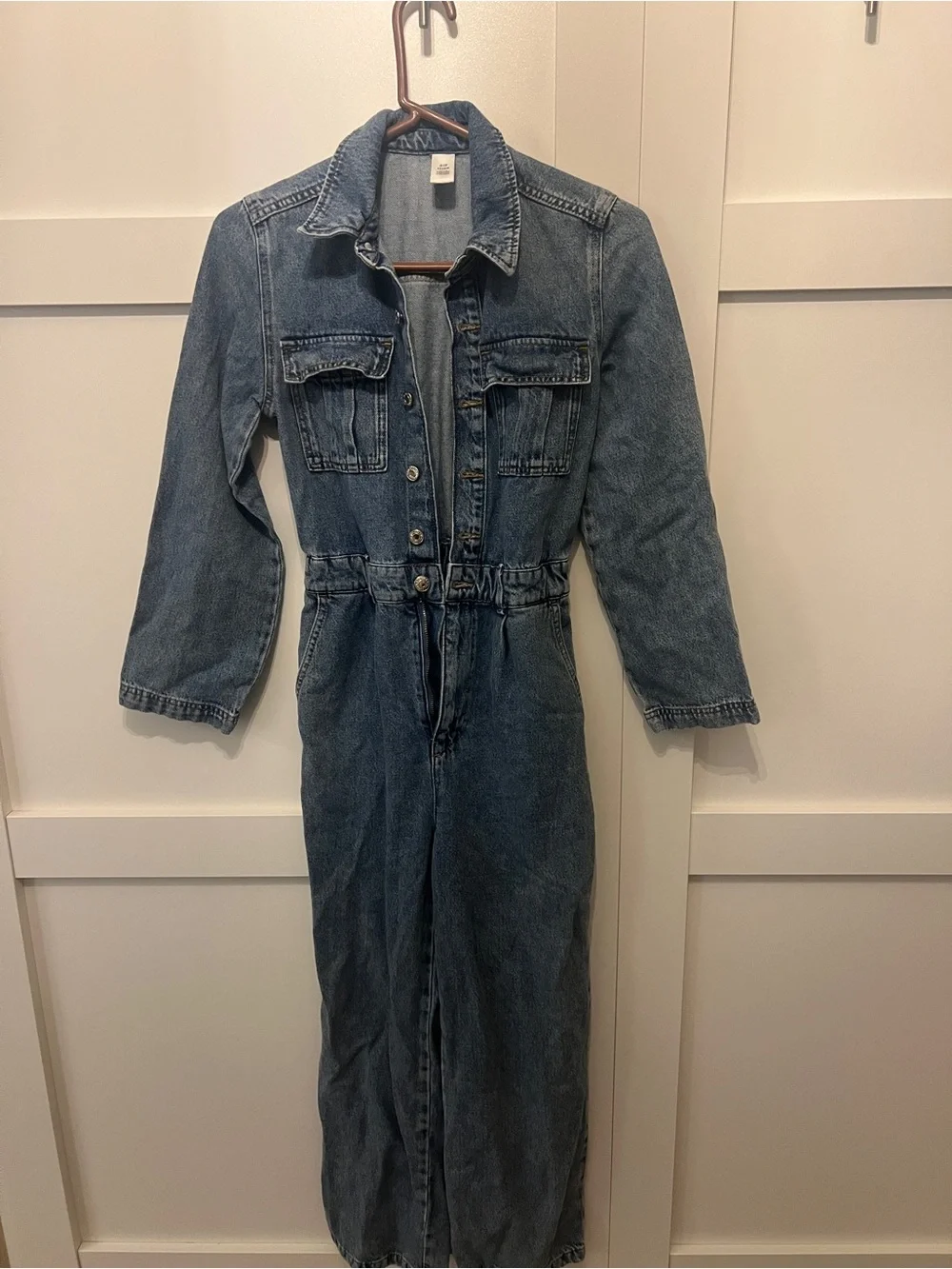 Denim Long Sleeve Midi Dress - Blue